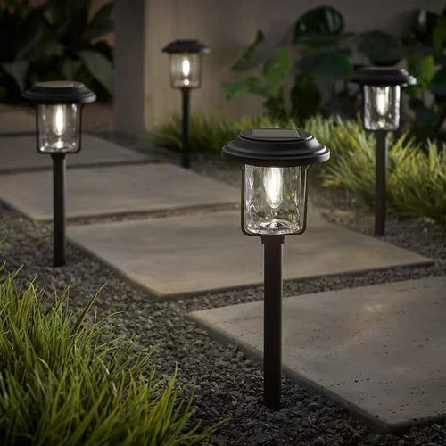 4 Pack - Solar LED Light Set - Outdoor Path Lighting in Black-0